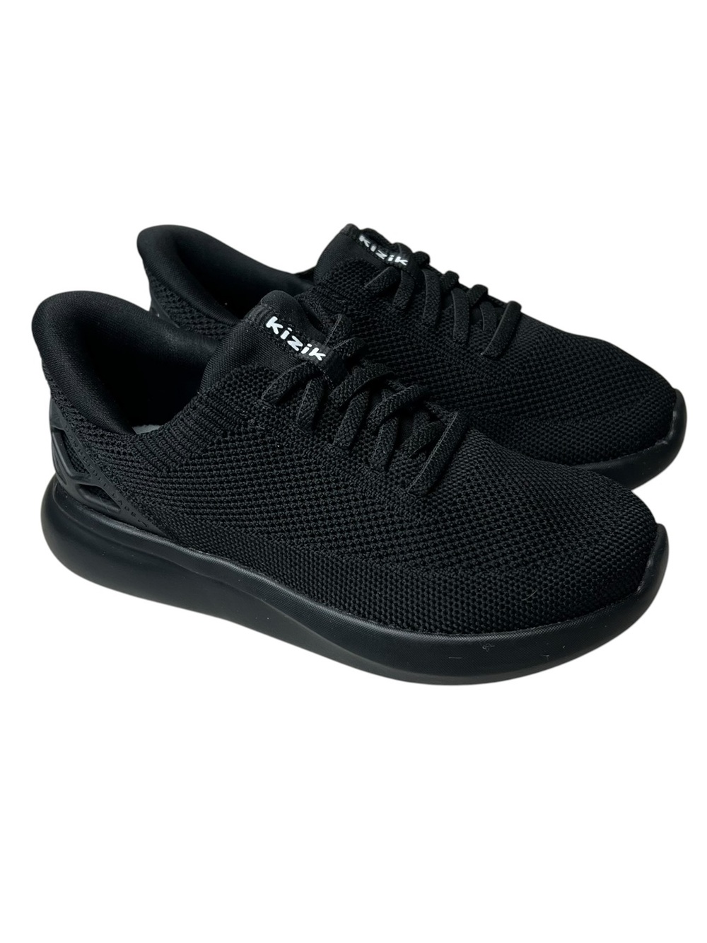 Kizik NWOB Kids Athens Black Out Slip In Breathable Knit Sneakers Kids Size 12